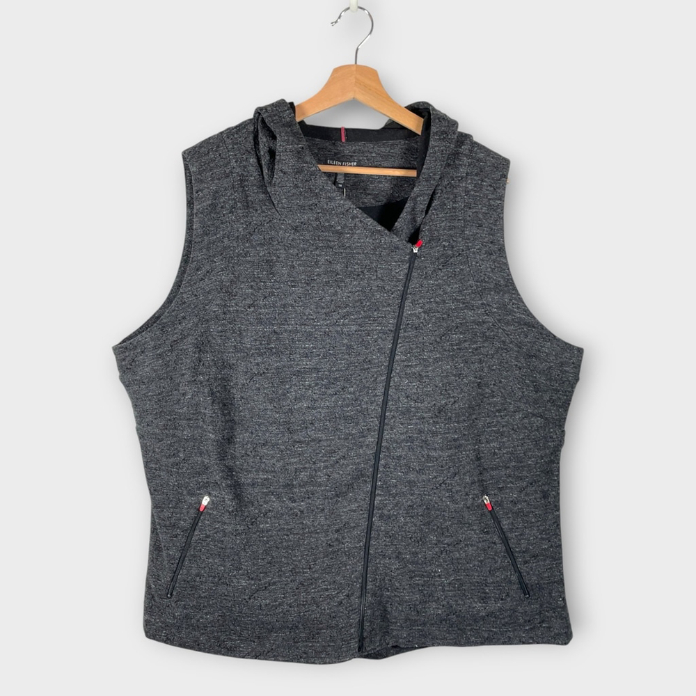 Eileen Fisher Charcoal Hooded Vest